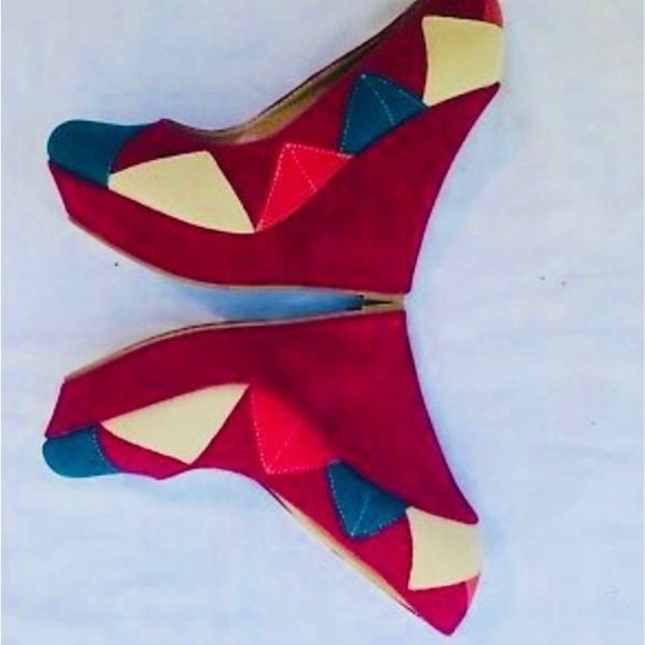 ALBA Multicolor Platform Wedge High Heels Shoes. Size 10 - Picture 6 of 8